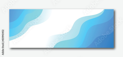 Blue wave abstract banner design on white background