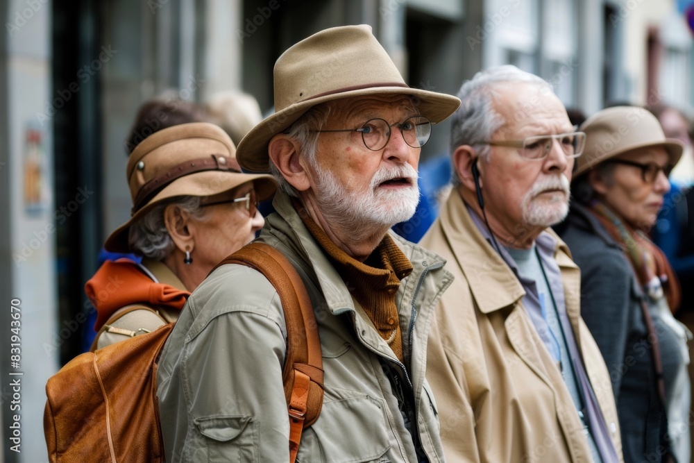 Unidentified old man with a hat walks in the center of Strasbourg Unidentified old man with a hat walks in the center of Strasbourg