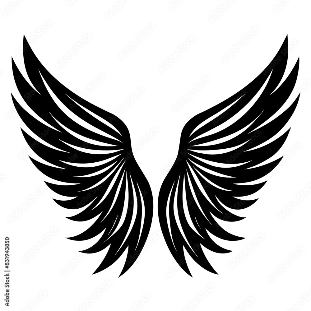 Fototapeta premium Elegant illustration of black wings for design or inspiration, perfect for artistic projects