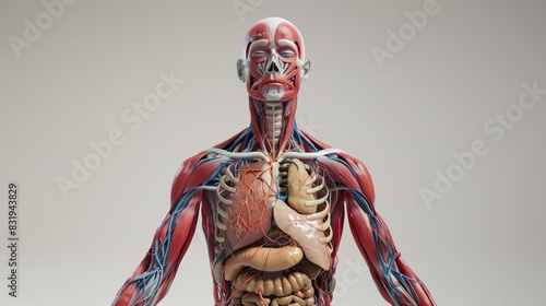 A detailed 3D anatomical model of the human body used in online medical courses enhances learning interactively. photo