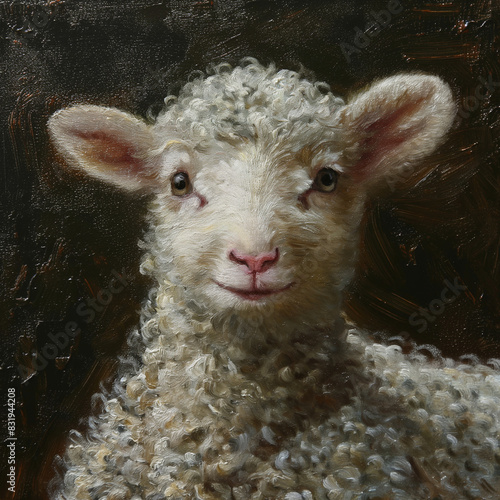 A fluffy lamb, bathed in li...