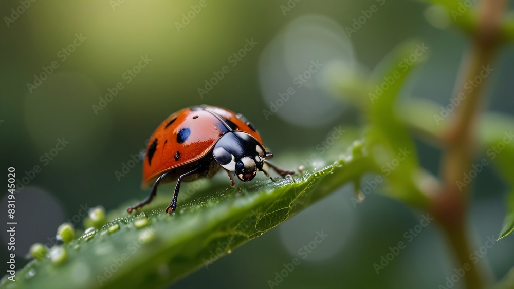 closeup portrait macro of beauty ladybug on leaf closeup portrait macro of beauty ladybug on leaf