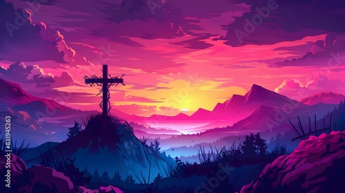 Crucifixion Of Jesus Christ - Cross At Sunset