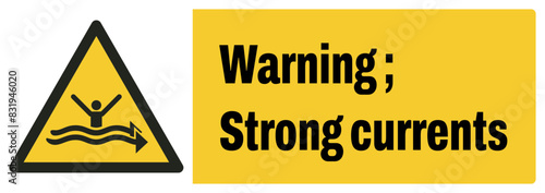 ISO warning safety signs_warning ; strong currents landscape size 1/2 a4,a3,a2,a1