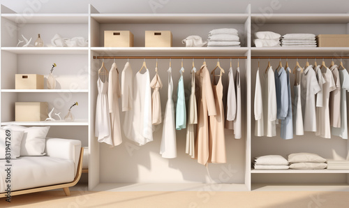 there is a white closet with a lot of clothes on it © Spirited