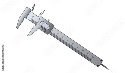 Vernier Calipers. Caliper Measuring tool designed for high precision measurements of internal and external dimensions. Universal Precision measuring tool. Calipers Measure drawing Vector.