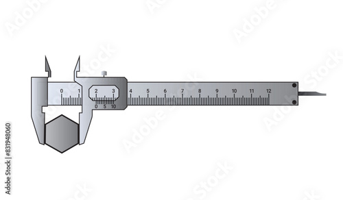 Vernier Calipers. Caliper Measuring tool designed for high precision measurements of internal and external dimensions. Universal Precision measuring tool. Calipers Measure drawing Vector.
