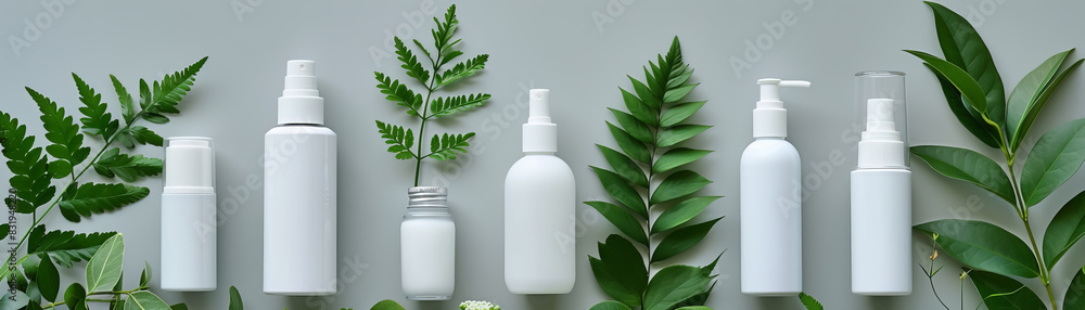 Natural Skincare Fresh Leaves and Bottles Natural Skincare Fresh Leaves and Bottles