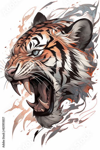 there is a tiger with its mouth open and its mouth wide open
