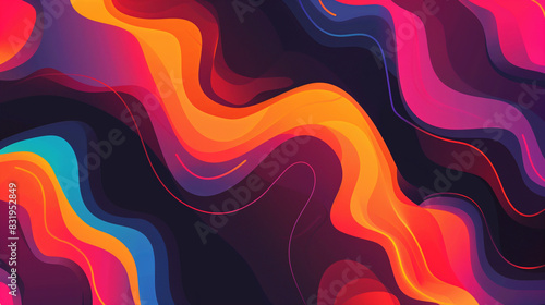 abstract colorful wavy background with a dark background and a bright red and blue wave