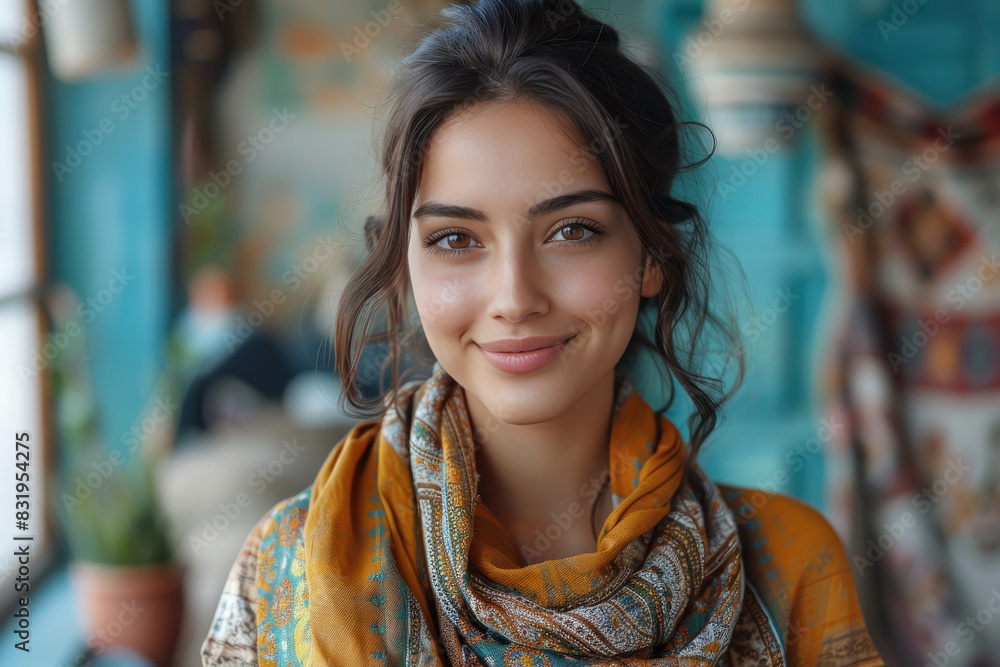 Young indian woman giving happy expression Young indian woman giving happy expression