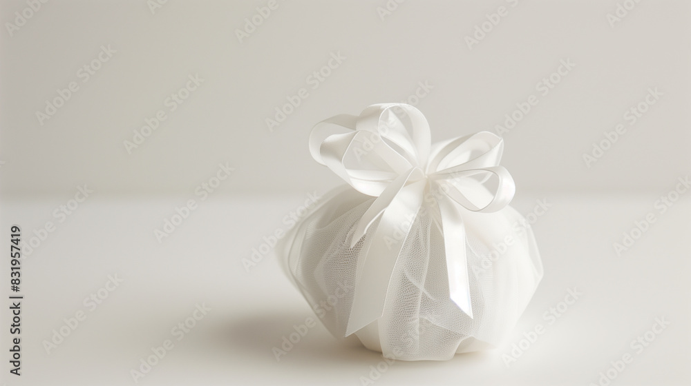 Elegant White Bomboniere with Ribbon Bow Elegant White Bomboniere with Ribbon Bow