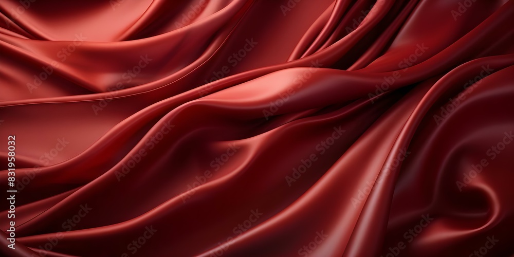 Texture of red leather with shadowed fabric folds. Concept Red Leather, Fabric Folds, Textured Surface, Shadowed Elements