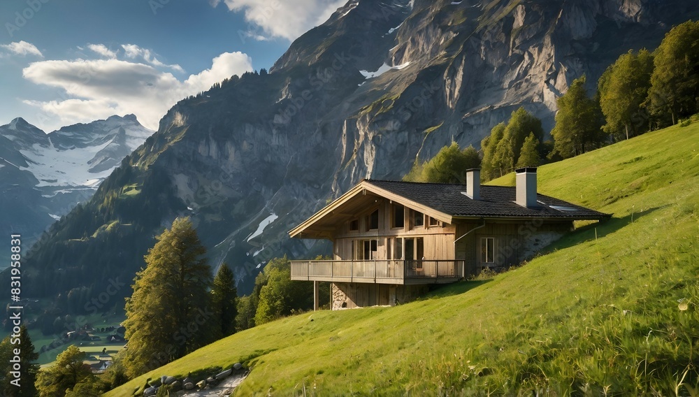 Nature house in the mountains landscape switzerland Nature house in the mountains landscape switzerland