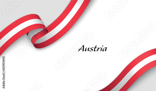Ribbon with fllag of Austria on white background photo