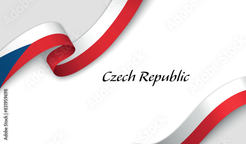Ribbon with fllag of Czech Republic on white background