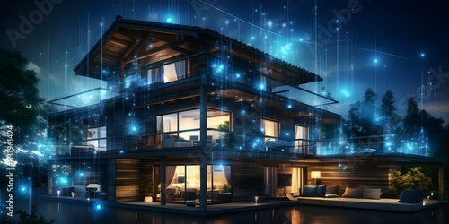 Creating a Digital Community of Smart Homes with IoT Network for Data Transactions. Concept IoT Network, Smart Homes, Data Transactions, Digital Community, Technology Innovation