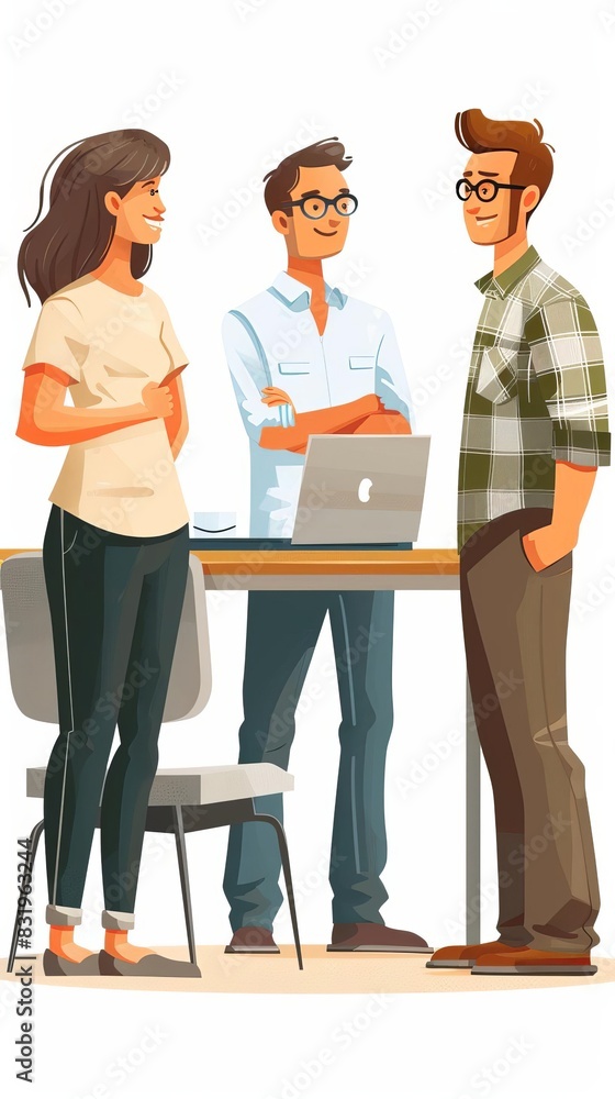 Obraz premium software development team, talking with clients about requirements