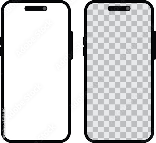 smartphone mockup with blank  screen in realistic, clay, flat vector, line style. mobile phone mockup front view. vector illustration.eps10