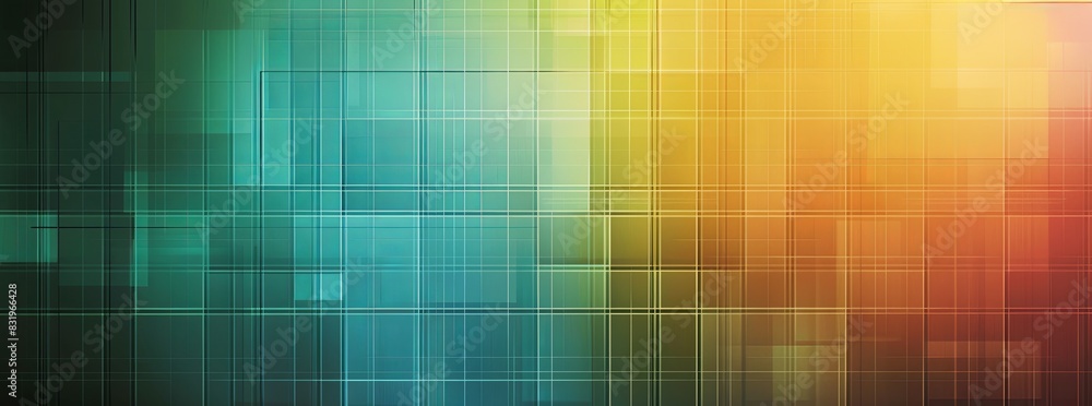 A modern, abstract grid background with clean lines and bold colors.