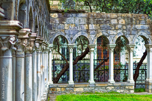Obraz na płótnie Remains of public medieval garden near Columbus house in Genoa, Italy. w salonie
