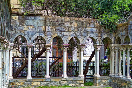 Obraz na płótnie Remains of public medieval garden near Columbus house in Genoa, Italy. w salonie