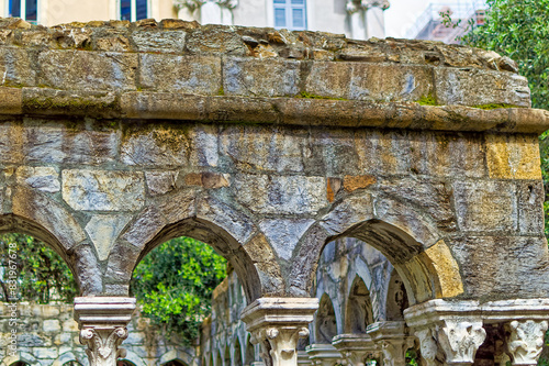 Obraz na płótnie Remains of public medieval garden near Columbus house in Genoa, Italy. w salonie