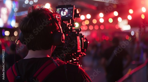 Wallpaper Mural During the recording of a live event or live production, a cameraman is photographed over his shoulder Torontodigital.ca