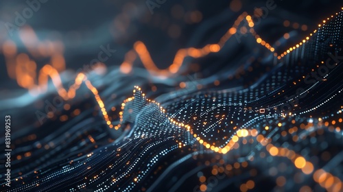 Dynamic graph showing a rising stock market trend with glowing lines photo