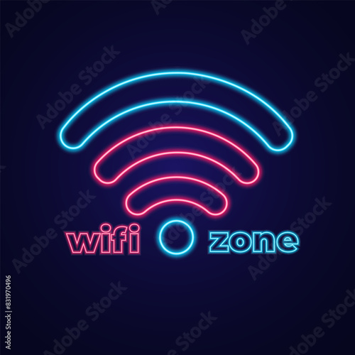 Vector signal wifi sign neon effect. Fully vector effect without raster effects