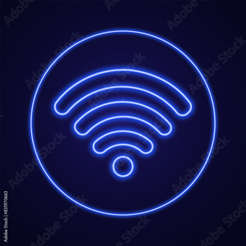 Vector signal wifi sign neon effect. Fully vector effect without raster effects