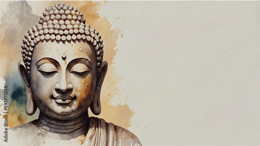 watercolor painting of budha with empty space