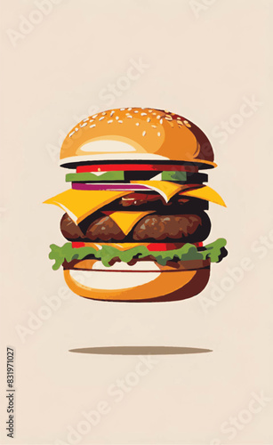 illustration of a floating hamburger or cheeseburger