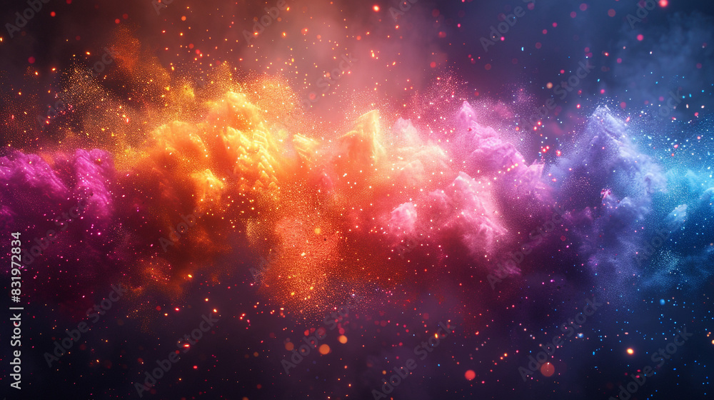 Fototapeta premium Holi, the Indian festival of colors; is animated, vivid, and very little blurred