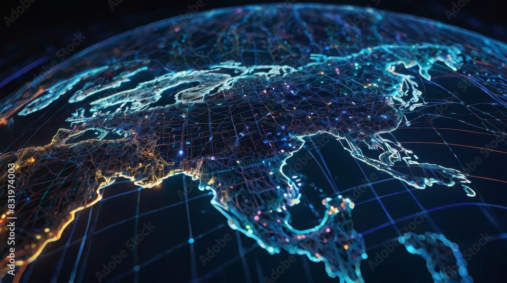 Global world network and telecommunications on earth .Internet connected communication technology. Global world network and telecommunications on earth .Internet connected communication technology.