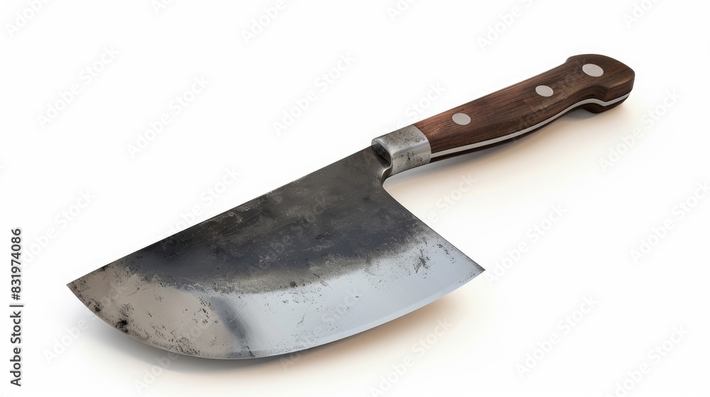 Large kitchen cleaver knife isolated on a white background
