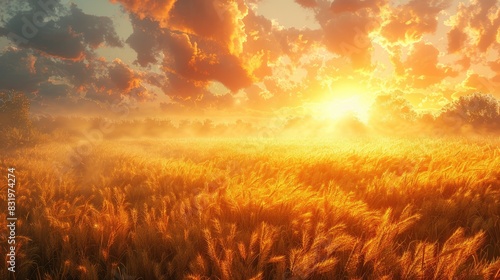 a giant harvest field with beautiful sunlight © Namra