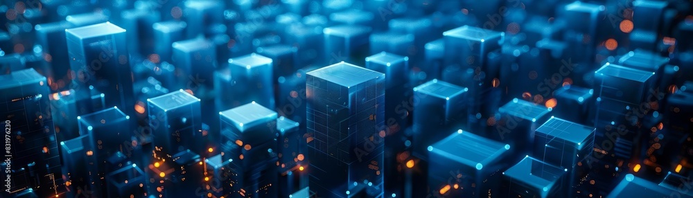 a dark piece of dark lit up with blue cubes in the sky, in the style of minimalist graphic designer, aerial view, applecore, studyplace, ferrania p30, detailoriented, adafruit a dark piece of dark lit up with blue cubes in the sky, in the style of minimalist graphic designer, aerial view, applecore, studyplace, ferrania p30, detailoriented, adafruit