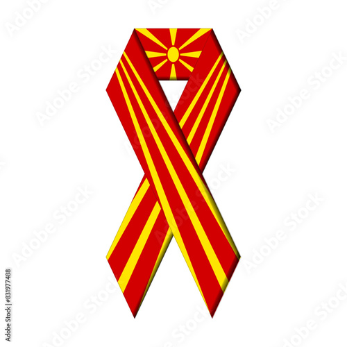 North Macedonia flag in ribbon design, Ribbon flag of North Macedonian