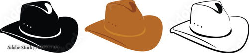 Cowboy Hat icon color Vector illustration. Bailey Hat Silhouette Sign Design, emblem isolated on White Background