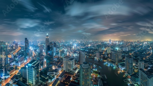 Cityscape Bangkok downtown at night 