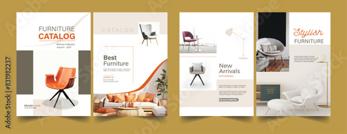 Modern Furniture catalog template and Furniture flyer template design A4
