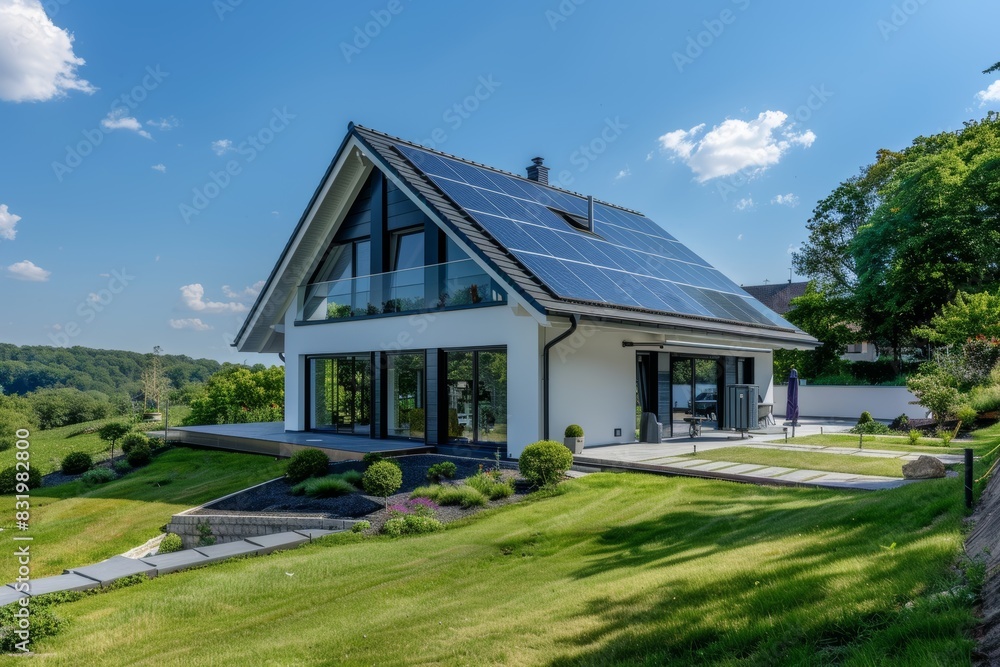 Modern House With Solar Panels on the Roof Modern House With Solar Panels on the Roof