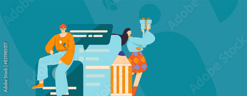 Invite friends to conduct questionnaire flat vector concept operation hand drawn illustration
