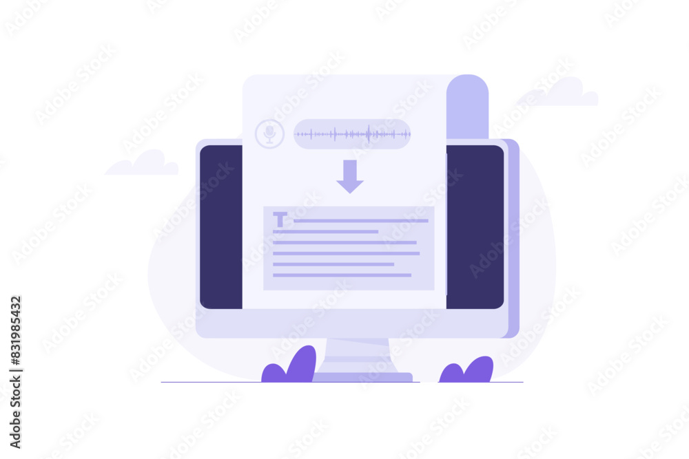 Voice recognition, speech scanning, voice to text concept.Vector illustration Voice recognition, speech scanning, voice to text concept.Vector illustration