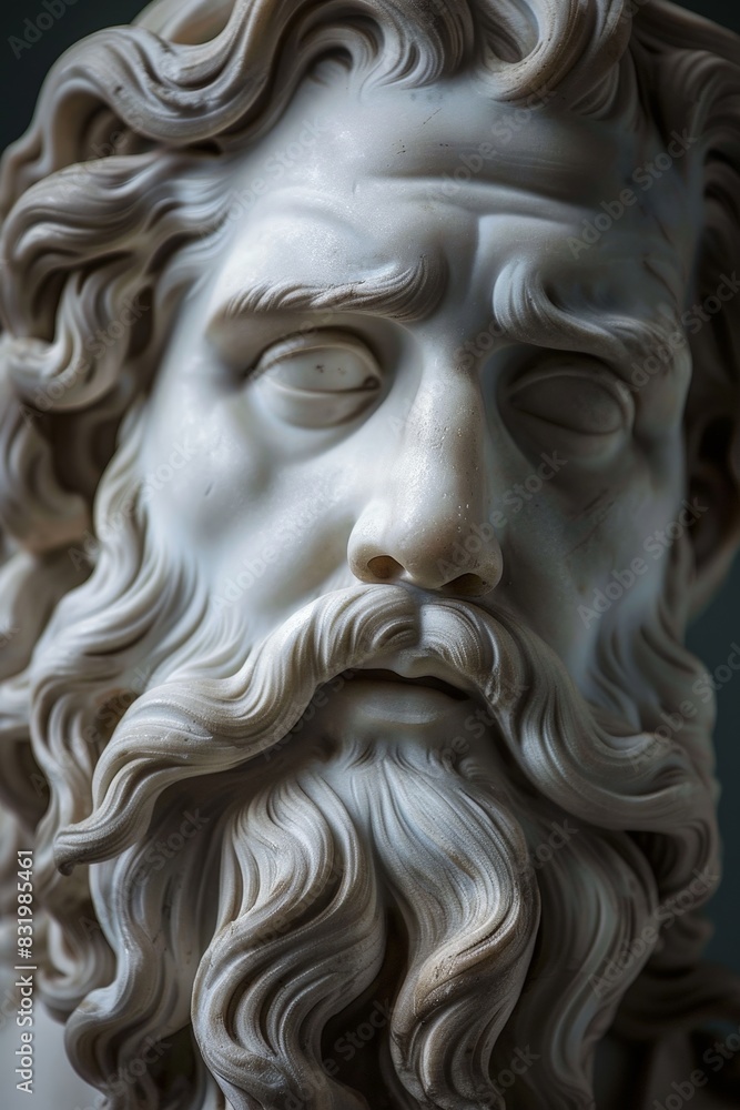 Detailed sculpture of a bearded man