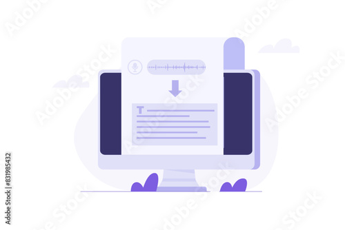 Voice recognition, speech scanning, voice to text concept.Vector illustration