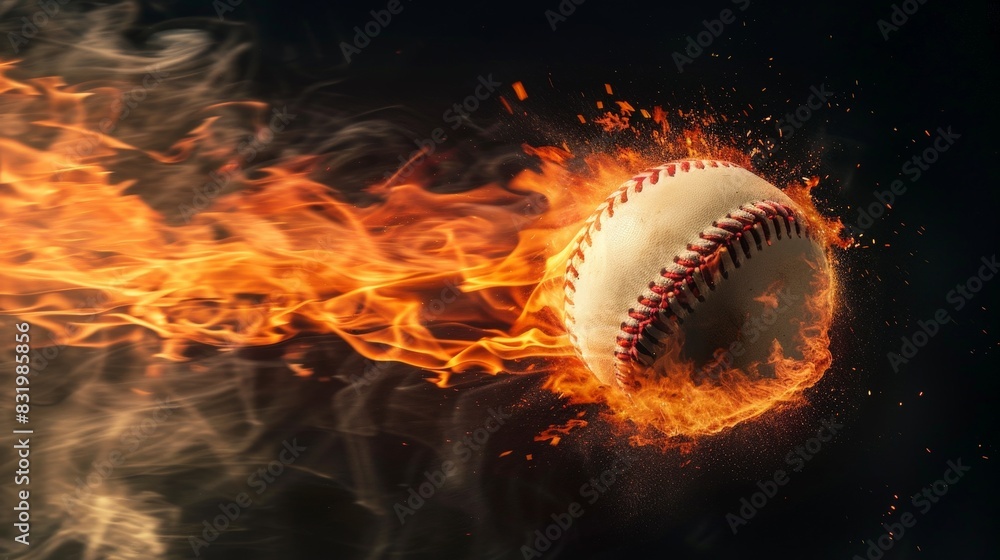 Fiery baseball in motion Fiery baseball in motion