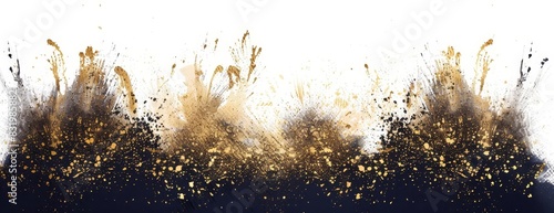 Abstract gold and black splatter background. photo