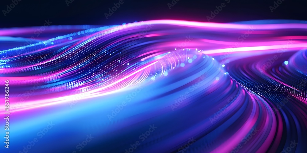 Abstract futuristic background with neon light waves and speed lines on dark blue purple pink color Abstract futuristic background with neon light waves and speed lines on dark blue purple pink color